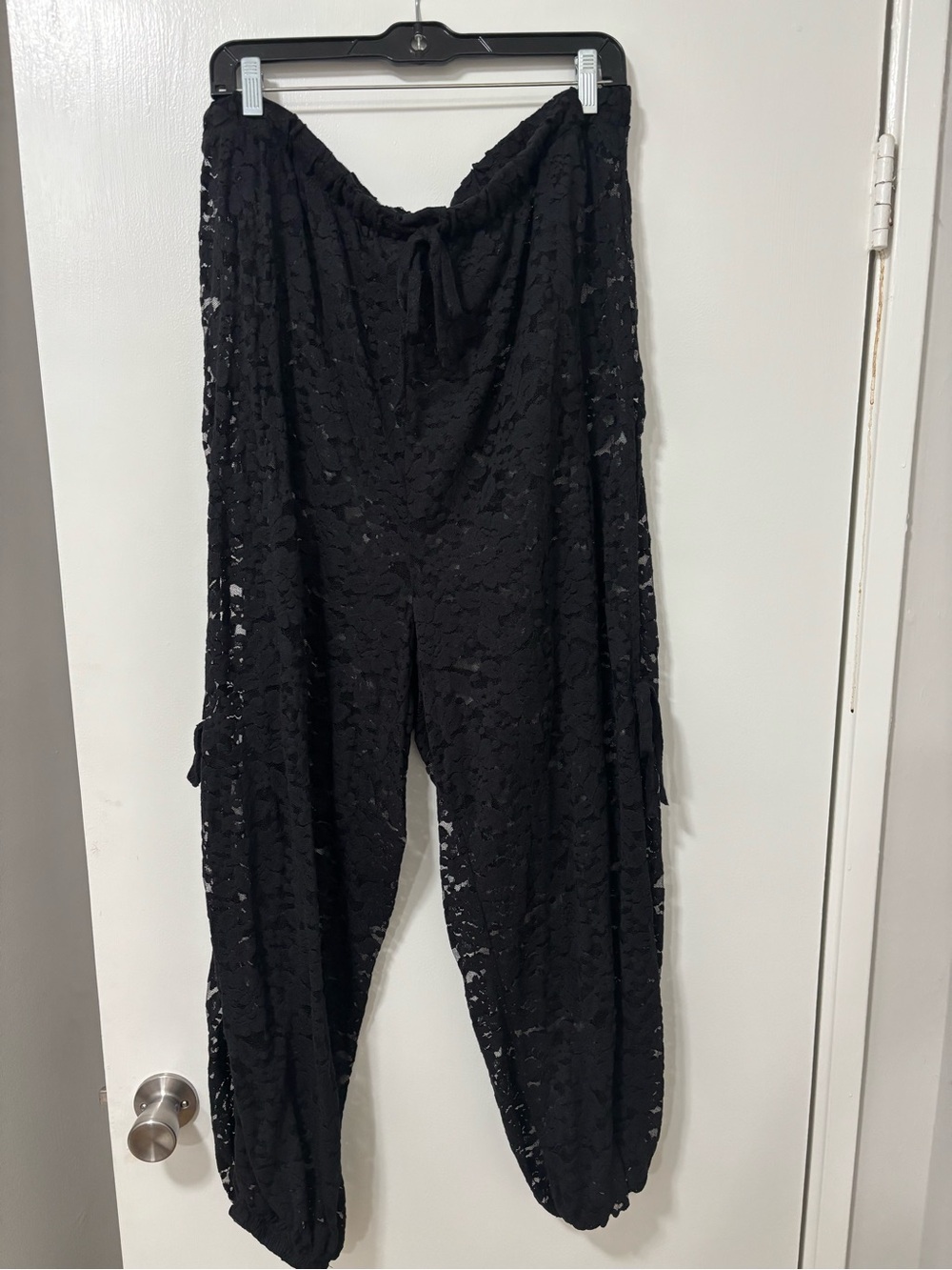 Fiesta Black Lace Drawstring Harem Joggers